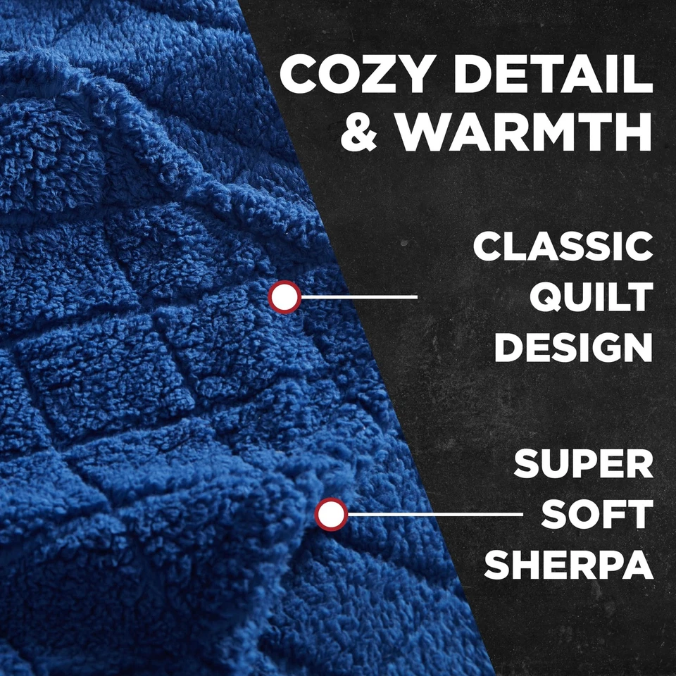 Coleman Oversize Diamond Quilted Teddy Sherpa Fleece Throw Blanket/Bedspread ... - Image 4 of 4
