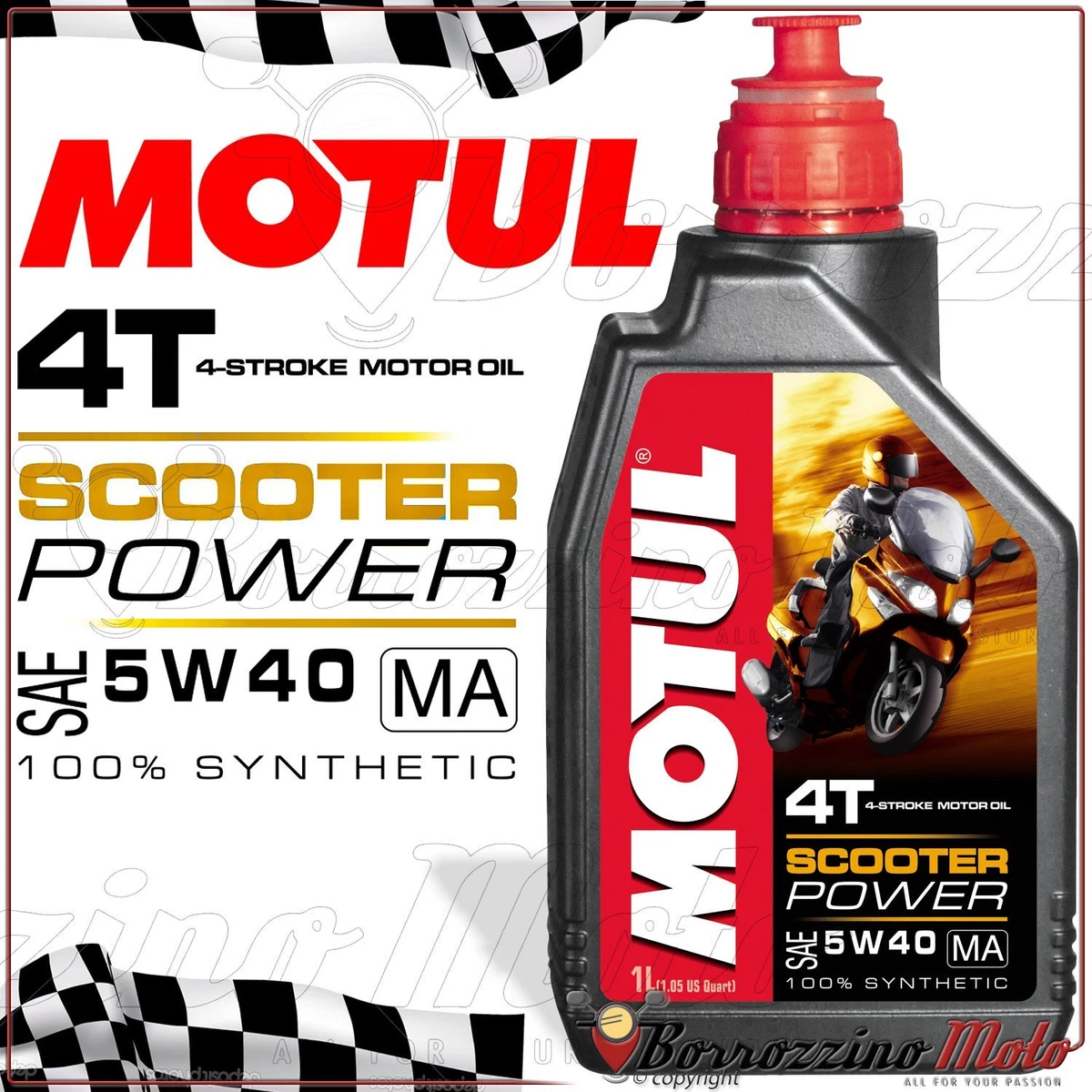 1 L ENGINE OIL MOTUL 100 SYNTHETIC UNIVERSAL MAXI SCOOTER POWER