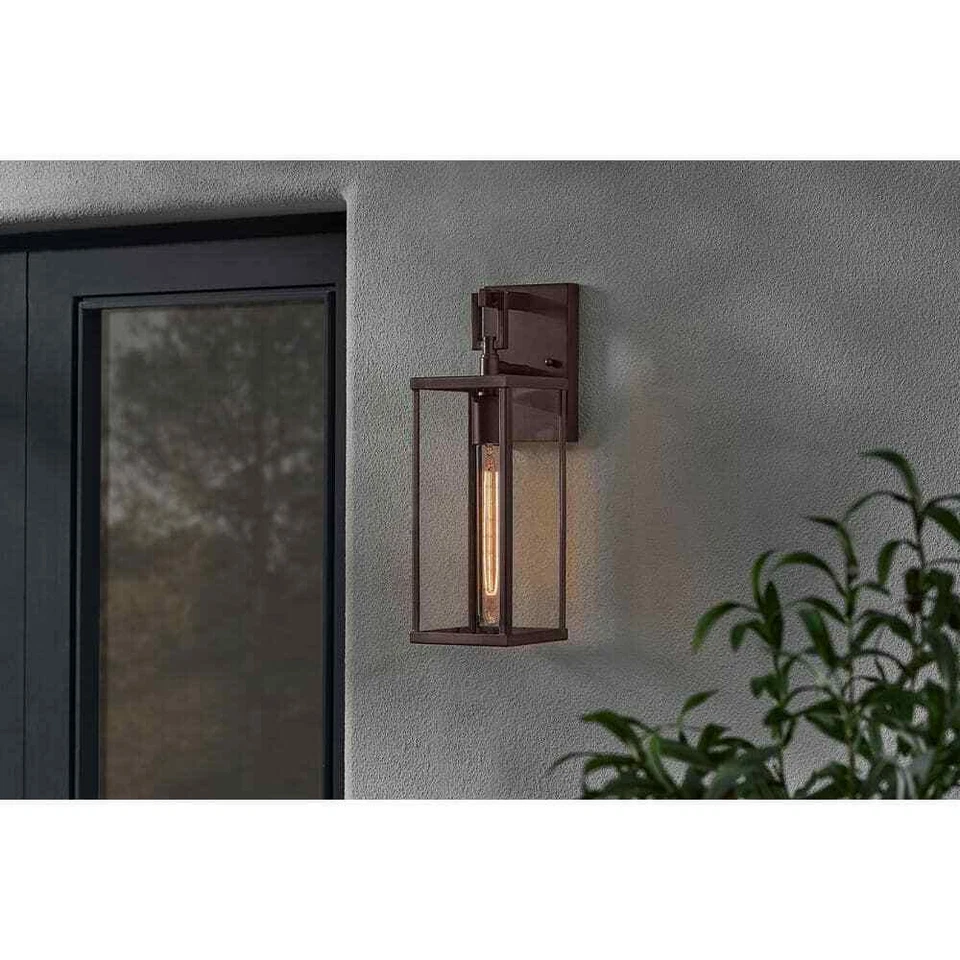 Arandela Hampton Bay 15,68" Porter Hills bronze antigo escuro lanterna de parede externa - Imagem 2 de 4
