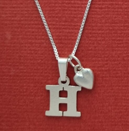 Sterling Silver Initial Letter Necklace Alphabet Heart Solid 925 pendant n chain - Picture 21 of 39
