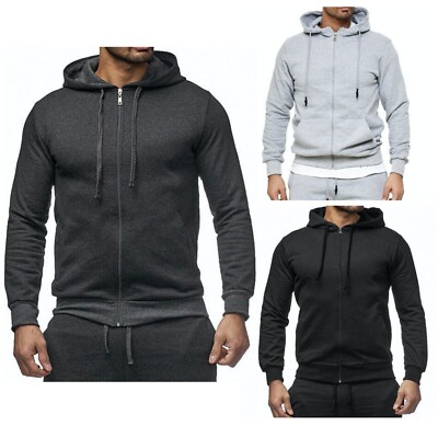 Kapuzenpullover Pullover Sweatshirt Sweatjacke Hoodie Zip Basic Herren