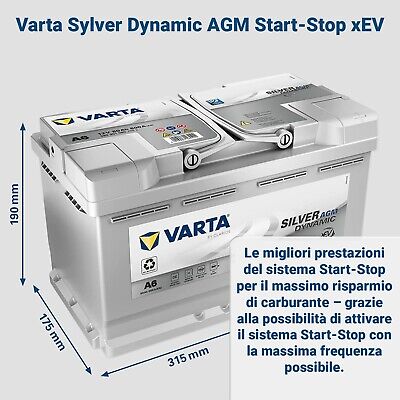 Varta Silver Dynamic F21 AGM 80Ah 12V 800A - Batería de arranque para coche  (74 Ah, 75 Ah, 77 Ah, 79 Ah, 580 901 080 + 1 grasa para batería) :  : Coche y moto