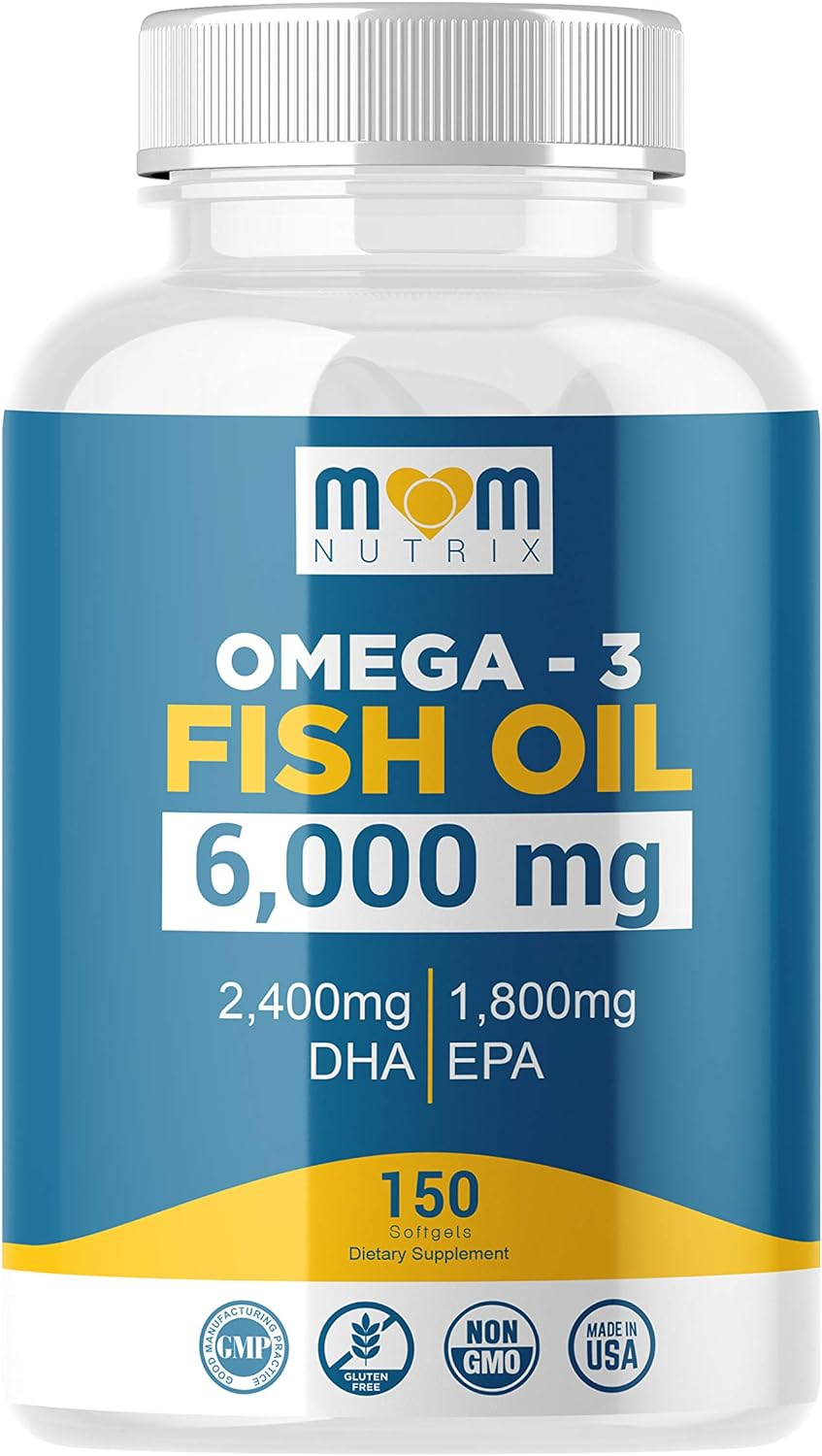 Omega 3 Fish Oil 6000 Mg with Maximum EPA DHA - Supports Brain, Liver, Heart & I