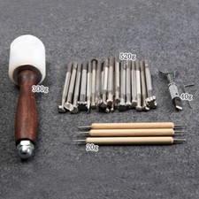 NEW Leather Working Saddle Making Tool Carve Swivel Cutting Hammer Stamp 20pcs
