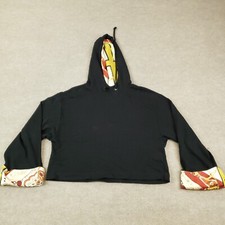 Zara Basic Hoodie Womens Medium Black Cropped Sweatshirt Hooded Casual