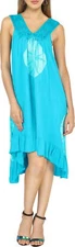 LA LEELA Women's Beach Dress Casual Loose Kaftan Sundress US 10-14 Blue_B882