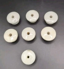 Lot of 7 Small White Porcelain Antique / Vintage Cabinet Door Drawer Knobs