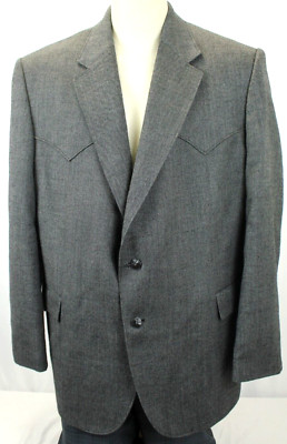 CIRCLE S MEN'S GRAY 100% WOOL TWEED WESTERN BLAZER SIZE 48R EUC!