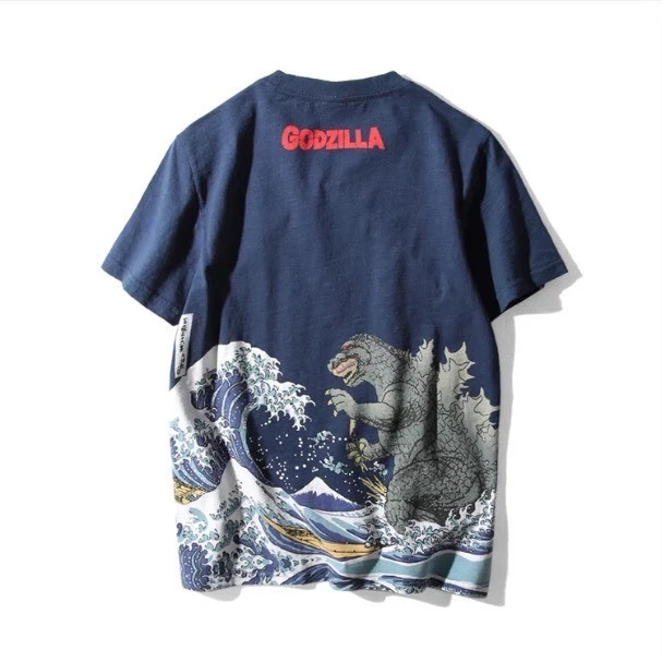 Godzilla wave top t shirt