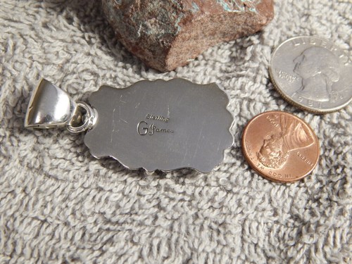 New Sterling Silver Fire Agate Repoussé Pendant Navajo Geraldine James - Picture 7 of 7