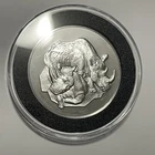 African Black Rhino￼ceros Sterling Silver Rare Vintage Proof Coin Round Medal