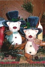 Primitive Pattis Ratties Snowman Frosty Kitty Cat Doll Ornies Paper Pattern 443