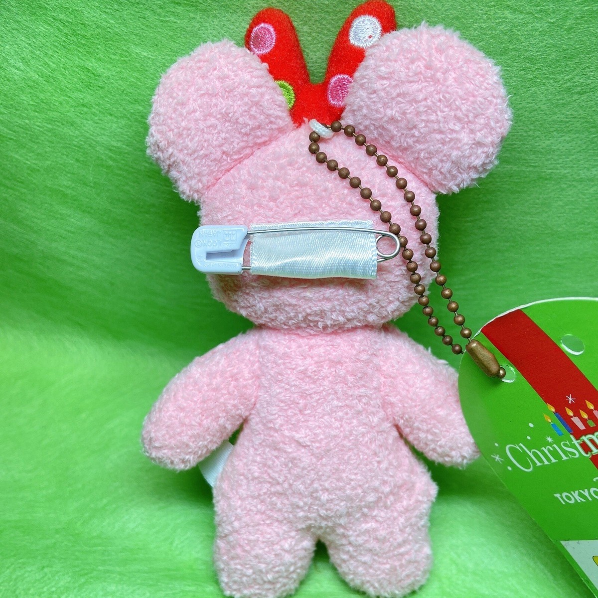 Minnie Mouse 2012 Gingerbread Plush Doll Pin Keyring Pink Tokyo
