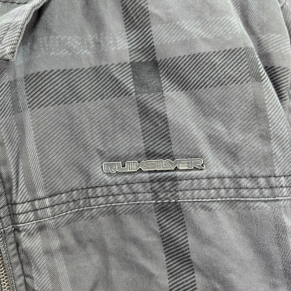 Chaqueta De Colección Quiksilver Hombres XL Gris Cuadros Forrada Sherpa Patinador Surf Y2K LEER Foto 4 de 4