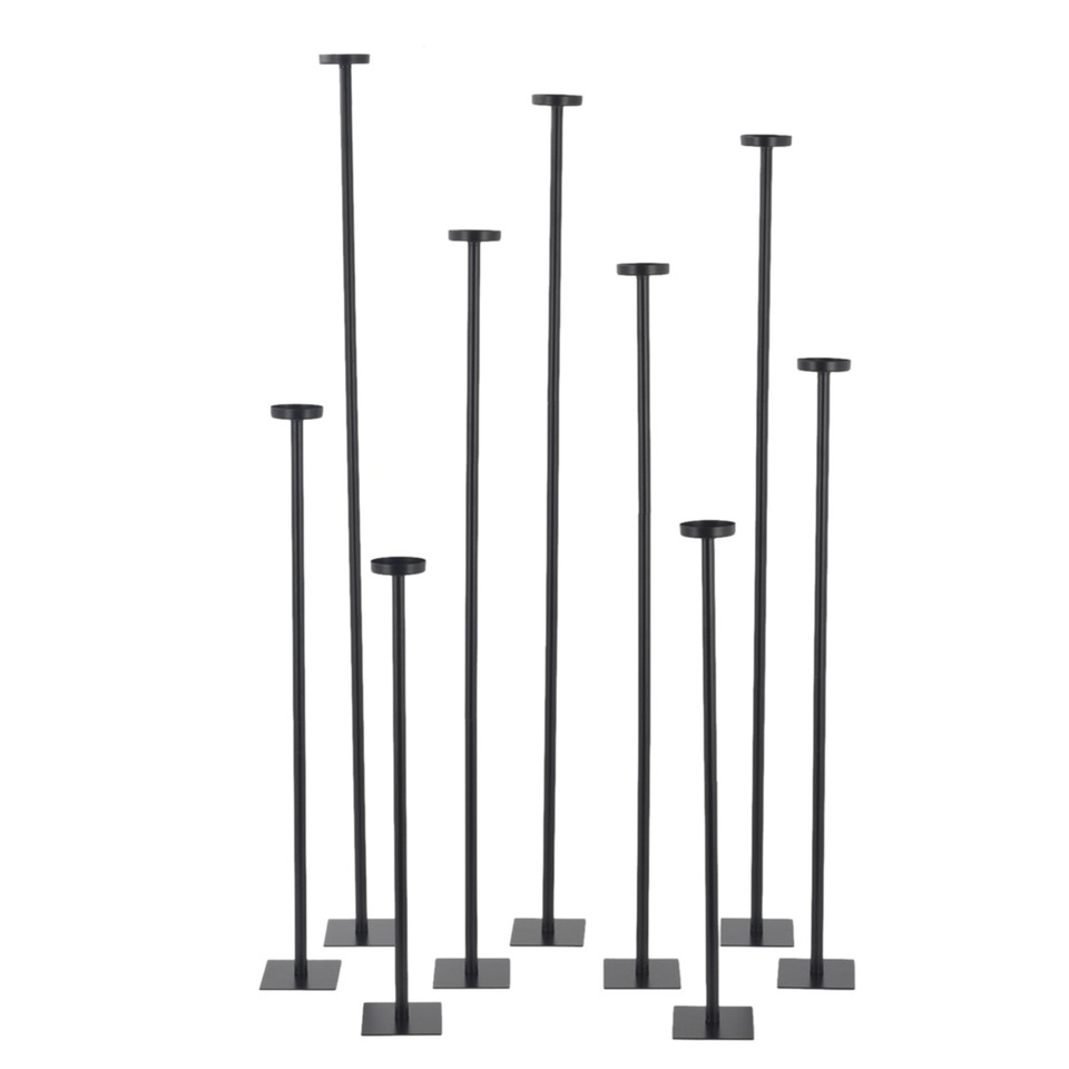 9Pcs Tall Candle Holder Black Floor Standing Candlestic Decorative