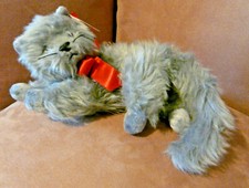 ❤ TY BEANIE BABIES 2001 "BEANI" THE LONG FUZZY GRAY CAT ▪ GOLDEN EYES ▪ MINT ❤