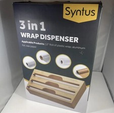 3 in 1 Wrap Dispenser with Cutter, Plastic Wrap, Aluminum Foil and Wax Paper