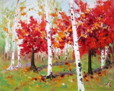 Original Oil Painting  Autumn  Impression  One of a Kind   16x20" Julia Lu