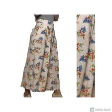 Vintage 80's 90's Wide Leg Pants Tropical Hawaiian Print High-Waisted 12 B1