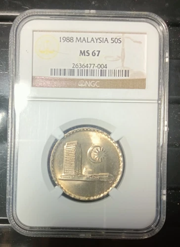 MALAYSIA  1988 50CENT COIN NGC  MS67.