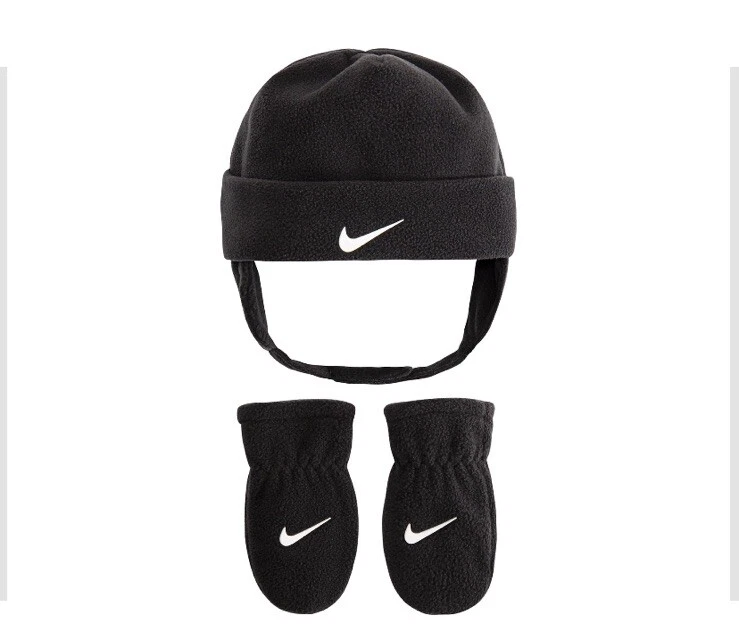 NIKE Toddler Swoosh Hat & Mittens Set Sz 2T-4T NEW