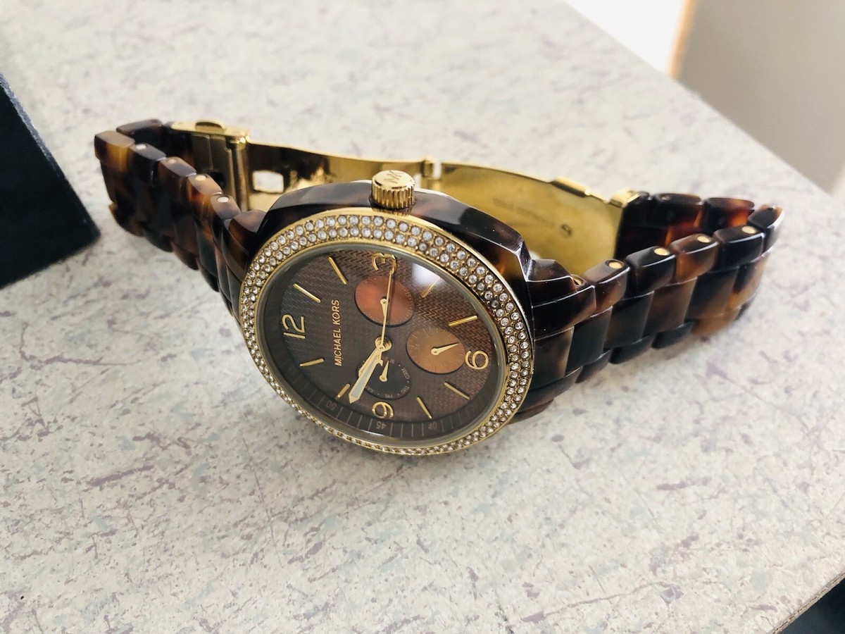 Michael Kors Watch Boyfriend Gold And Tortoise Shell Acrylic 
