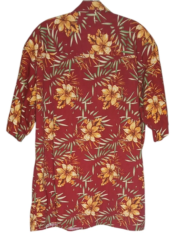 Natural Issue Mens XLT Shirt Red Yellow Floral Hawaiian Short Sleeve 100% Cotton - Image 2 of 4