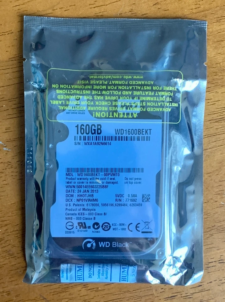 WD Black 160 GB Mobile Hard Drive: 2.5 Inch, 7200 RPM, SATA II - WD1600BEKT - Image 2 of 4