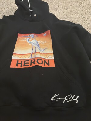 HERON PRESTON⚡️Crane graphic print oversized pullover black