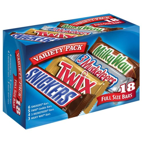Mars SNICKERS, TWIX, MILKY WAY & 3 MUSKETEERS Individually Wrapped Variety Pack