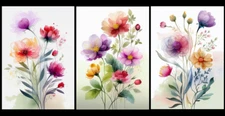 A4 Size Print Set of 3 Flowers Botanical Floral Wall Art Home Decor Poster Gifts
