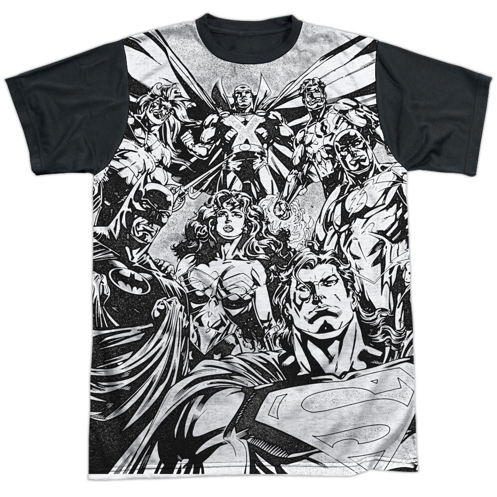 JLA Graphic Gathering Adult Halloween Costume T Shirt (Black Back), S-3XL