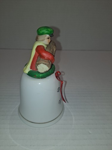 Vintage J.S.N.Y Christmas "Bringing in the Yule Log" Bisque Porcelain Bell - Picture 2 of 6