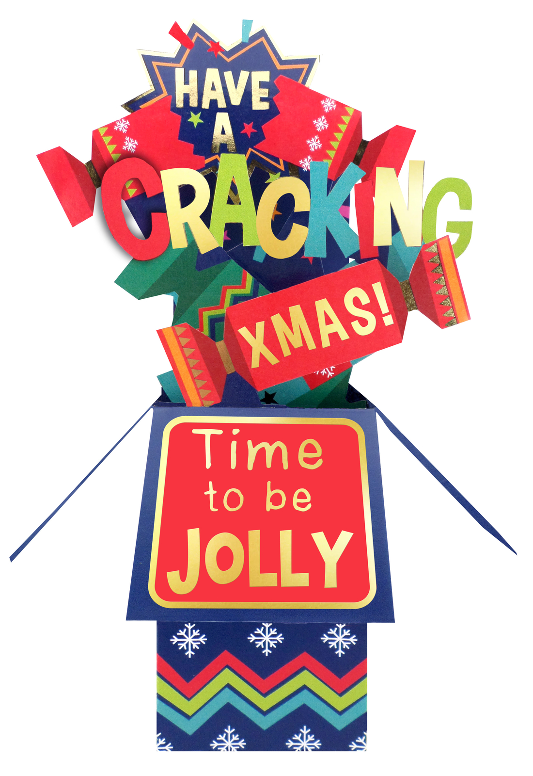 Clever Cubes Pop Up Have A Cracking Xmas! Christmas Card 3D Xmas Card