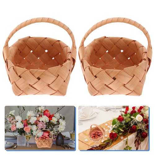 2PCS Hand-woven Basket Wooden Basket Weaving Basket Container Flower Basket - Picture 12 of 12