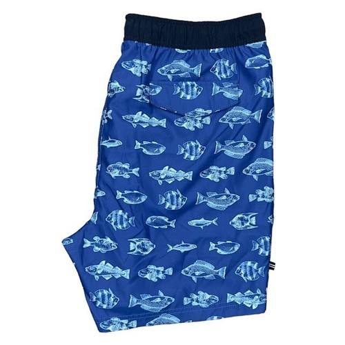 Costume da bagno Nautica taglia grande blu/bianco tasche pesce foderato rete spiaggia crociera - Foto 4 di 7