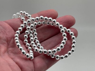 925 Sterling Silber Kugel Perlenkette 5 mm Halskette .925 Italien - alle Größen