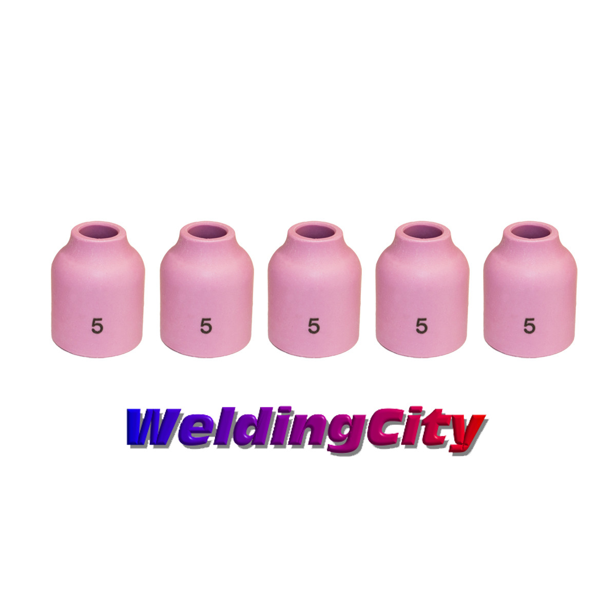 WeldingCity 5-Pack TIG Welding Ceramic Gas Lens Cups #5 (5/16") - Fits 9/20 Series Torches, Part #53N59