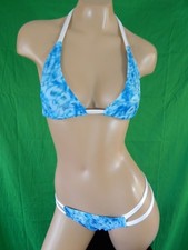 Exotic dancer stripper light blue two piece bikini dance outfit - dancewear
