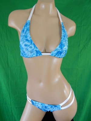 Exotic dancer stripper light blue two piece bikini dance outfit - dancewear