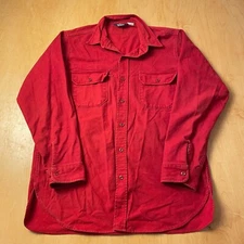 Vintage Woolrich XL Solid Red Long Sleeve Full Button Up Collared Shirt