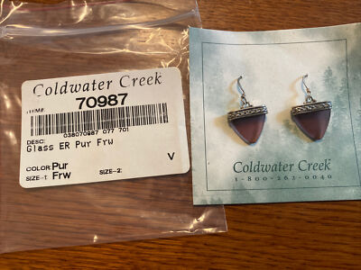 Neu in Box Coldwater Creek Sterlingsilber Ohrringe Hänger Lavendel Glas 70987