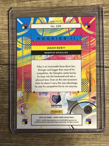 Zach Edey Panini Court Kings #158 Rookies II 2024-25 Grizzlies RC - Bild 2 von 2
