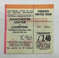 RARE Manchester United v Liverpool 22/9/1984 Ticket FIRST DIVISION LEAGUE