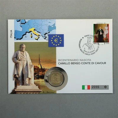 Italien 2010 Numisbrief 2 Euro 200. Geburtstag Graf Cavour - Bild 1 von 2