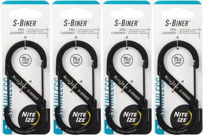 Nite Ize S-Biner Stainless Steel Dual Carabiner #4 - Black (4-Pack)