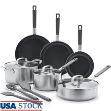 Bobby Flay Professional Nonstick Cookware Set Ceramic Stainless Steel Frying Pan