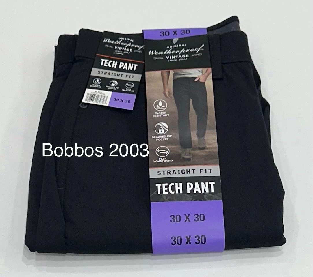 Weatherproof Vintage Men's Straight Fit Tech Pants, Black, Size 30X30