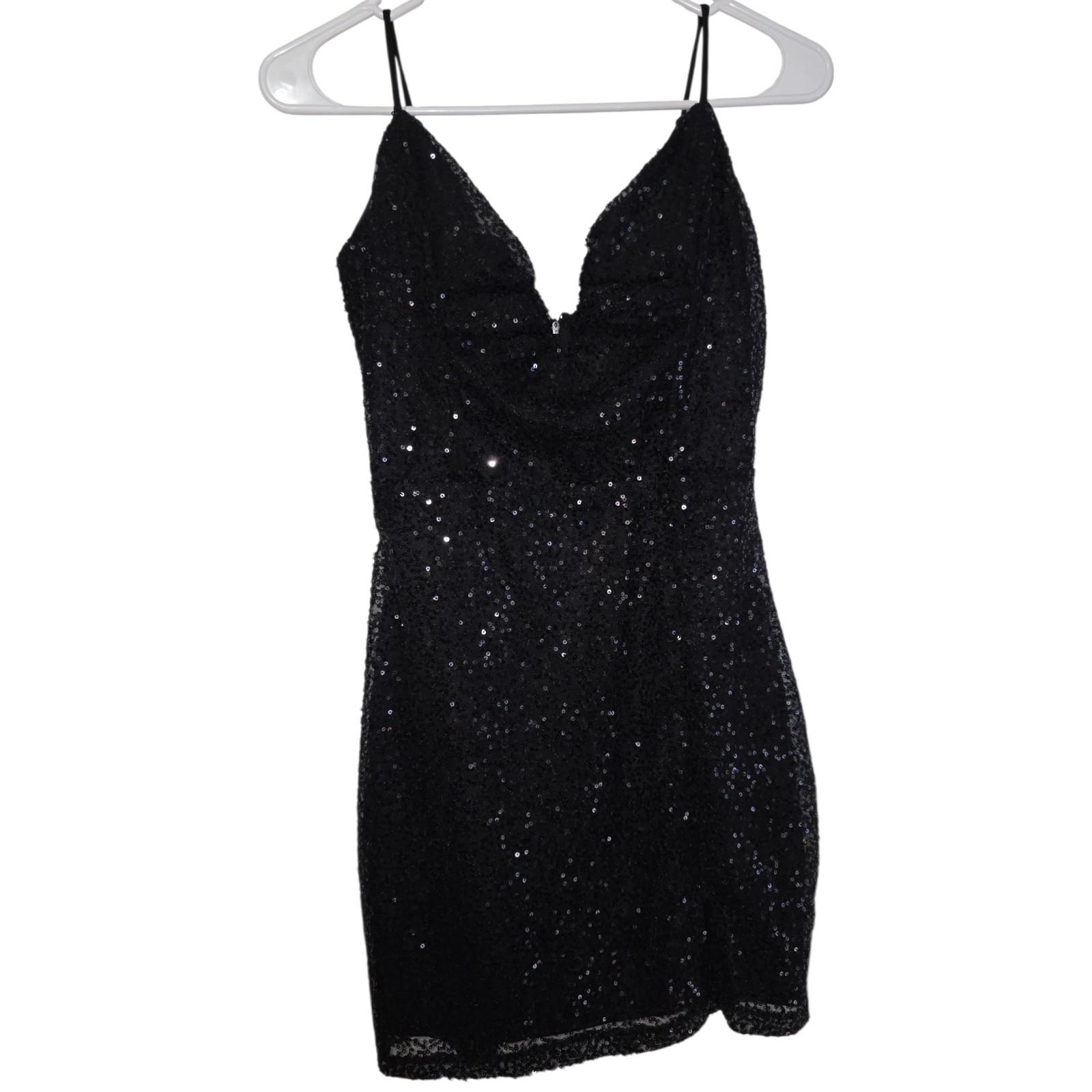 Women's Adjustable Strap Black Lined Sequin Dress… - image 1
