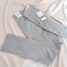 PANTALONI GRIGIO CHIARO UOMO COTONE SLIM FIT ZARA BOTTONI BEIGE